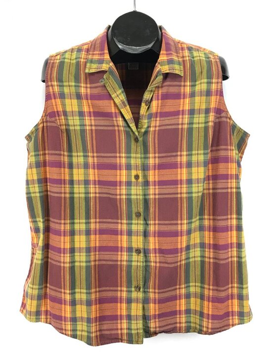 Eddie Bauer Tops - Eddie Bauer Plaid Button Up Sleeveless Shirt Women's Plus XXL Outdoor Summer